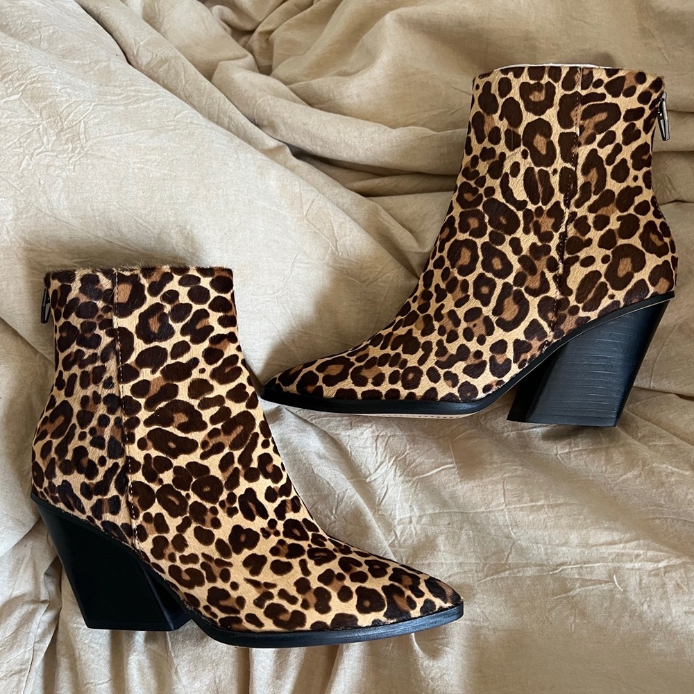 NWT Leopard Print Calf Hair Bootie - Picture 2 of 3